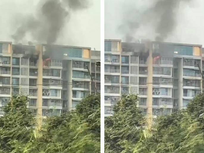 Fire on 14th Floor of Akshar Building opposite Khandeshwar Station | खांदेश्वर स्टेशन सामोरील अक्षर बिल्डिंगच्या चौदाव्या माळ्यावर आग Fire on 14th Floor of Akshar Building opposite Khandeshwar Station | खांदेश्वर स्टेशन सामोरील अक्षर बिल्डिंगच्या चौदाव्या माळ्यावर आग