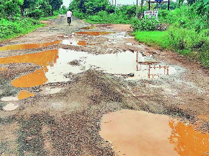 The road leading to the tehsil is in a ditch | तहसीलकडे जाणारा रस्ता खड्ड्यात The road leading to the tehsil is in a ditch | तहसीलकडे जाणारा रस्ता खड्ड्यात