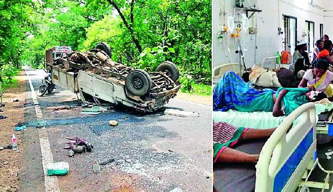 Two injured in reverse of vehicle | वाहन उलटून १५ जखमी