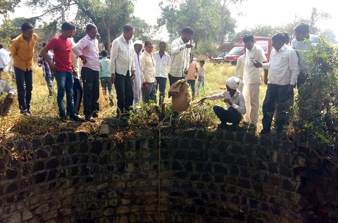 Fox survived by villagers from well | पाण्याच्या शोधात कोल्हा पडला विहिरीत