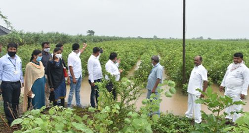 Farmers expressed displeasure during the inspection | पाहणीदरम्यान शेतकऱ्यांनी व्यक्त केली नाराजी Farmers expressed displeasure during the inspection | पाहणीदरम्यान शेतकऱ्यांनी व्यक्त केली नाराजी