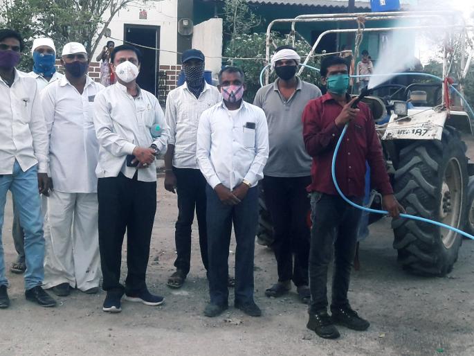 Spraying of sanitizer in Pimpalgaon coating | पिंपळगाव लेपमध्ये सॅनिटायझरची फवारणी Spraying of sanitizer in Pimpalgaon coating | पिंपळगाव लेपमध्ये सॅनिटायझरची फवारणी