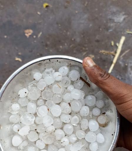 Hail showers in Bhavli dam area | भावली धरण परिसरातील भागात गारांचा पाऊस