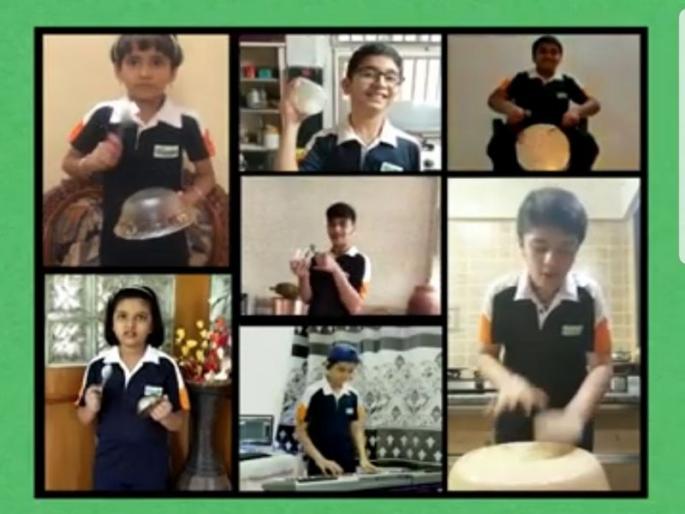 The melodious music emanated from the sound of ear-piercing pots; The students' kitchen band caught their attention | कानठळ्या बसवणाऱ्या भांड्याच्या आवाजातूनही उमटले मधूर संगीत ; विद्यार्थ्यांच्या किचन बँण्डने वेधले लक्ष 