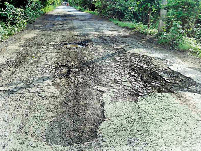 Peep pavement on VIP route | व्हीआयपी मार्गावर खड्डेचखड्डे Peep pavement on VIP route | व्हीआयपी मार्गावर खड्डेचखड्डे