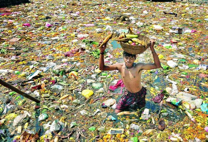 Use of fruits and flowers..thrown in lake | ‘ते’ निर्माल्यातून जपतात माणुसकीचा वसा Use of fruits and flowers..thrown in lake | ‘ते’ निर्माल्यातून जपतात माणुसकीचा वसा