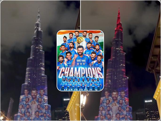 IND vs NZ Final Burj Khalifa Lights Up In Team Indias Colors After Champions Trophy 2025 Win Watch Video | दुबईत टीम इंडिया चमकली! हा आनंदोत्सव साजरा करण्यासाठी 'बुर्ज खलिफा' रोषणाईनं नटली (VIDEO)