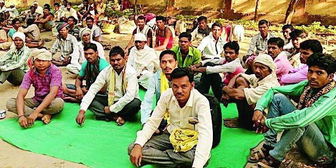 Bamboo harvesting workers collapse | बांबू कटाई मजुरांची वनकार्यालयावर धडक Bamboo harvesting workers collapse | बांबू कटाई मजुरांची वनकार्यालयावर धडक