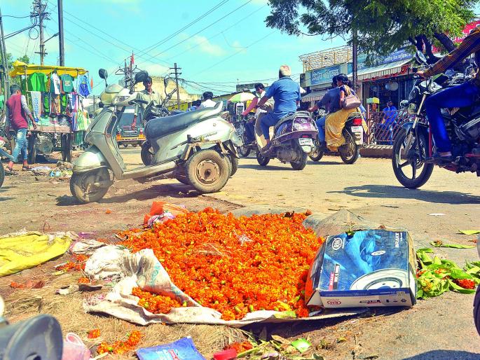 Dandelion flowers on the streets | रस्त्यांवर सडलेल्या फुलांचा खच Dandelion flowers on the streets | रस्त्यांवर सडलेल्या फुलांचा खच