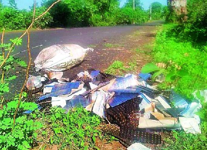 Road closure of medicinal pills | औषधी गोळ्यांचा रस्त्यालगत खच