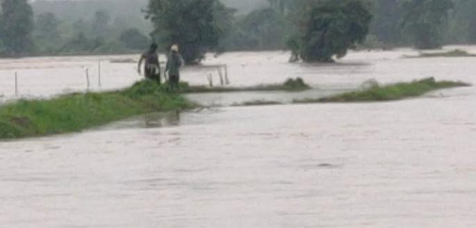 Villagers succeeded in pulling the farmer father and son out of the flood waters | शेतकरी पिता पुत्रांना पुराच्या पाण्यातून काढण्यास ग्रामस्थांना यश Villagers succeeded in pulling the farmer father and son out of the flood waters | शेतकरी पिता पुत्रांना पुराच्या पाण्यातून काढण्यास ग्रामस्थांना यश