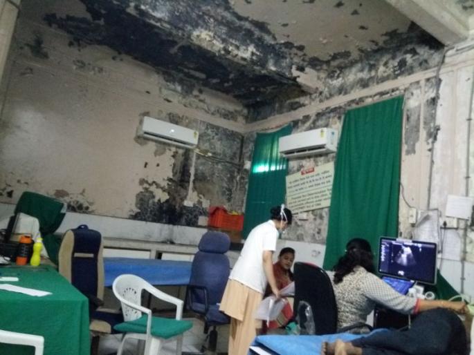 Akola GMC's sonography ward's roof leakage! | अकोला ‘जीएमसी’त सोनोग्राफी वार्डाच्या छताला गळती! Akola GMC's sonography ward's roof leakage! | अकोला ‘जीएमसी’त सोनोग्राफी वार्डाच्या छताला गळती!