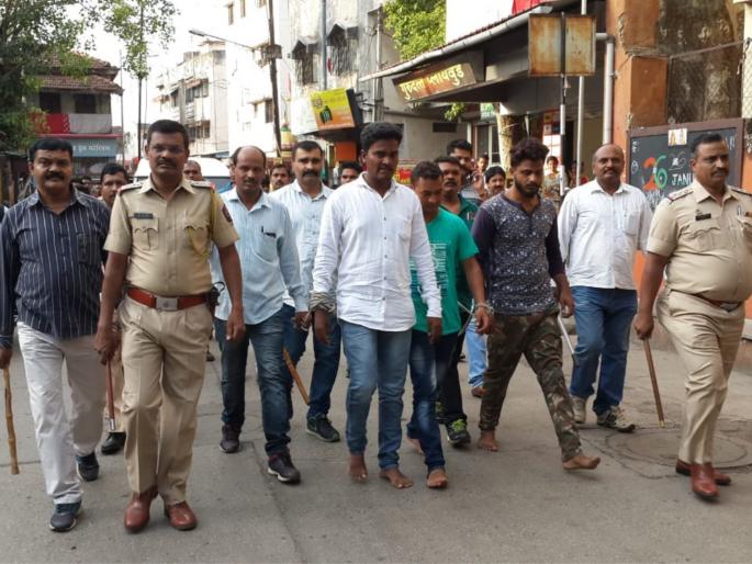  nashik, vehicle, damage,criminal,police,Dhind | वाहनांची तोडफोड करणाऱ्या संशयितांची परिसरात धिंड