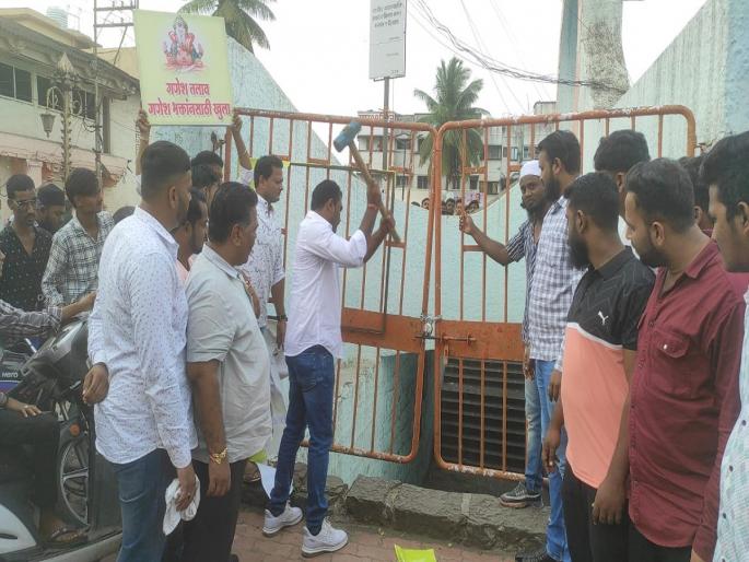Ganesha Lake was opened by breaking the lock in Miraj, protest of Ganesha devotees | मिरजेत कुलूप तोडून गणेश तलाव खुला, जनसुराज्यसह गणेशभक्तांचे आंदोलन