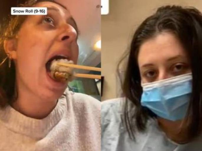 woman eat 32 sushi in buffy gets admitted in hospital | काय सांगता! पैसे वसुल करायचे म्हणून हिनं खा-खा खाल्लं, अन् नंतर थेट पोहोचली हॉस्पिटलमध्ये woman eat 32 sushi in buffy gets admitted in hospital | काय सांगता! पैसे वसुल करायचे म्हणून हिनं खा-खा खाल्लं, अन् नंतर थेट पोहोचली हॉस्पिटलमध्ये