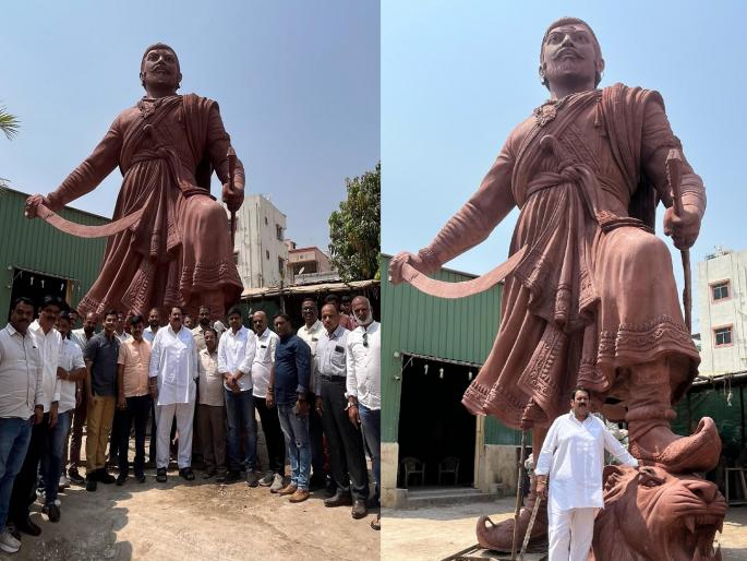 25-foot tall statue of Chhatrapati Sambhaji Maharaj in Satara, Udayanraje inspects the replica in Pune | साताऱ्यात छत्रपती संभाजी महाराजांचा २५ फूट उंच पुतळा, खा. उदयनराजेंकडून पाहणी 25-foot tall statue of Chhatrapati Sambhaji Maharaj in Satara, Udayanraje inspects the replica in Pune | साताऱ्यात छत्रपती संभाजी महाराजांचा २५ फूट उंच पुतळा, खा. उदयनराजेंकडून पाहणी