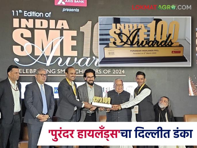 purandar highlands farmer producer company get indias best sme award in delhi | FPC : २७ हजारातून पुरंदर हायलँड्सची निवड! इंडिया SME कडून 'बेस्ट MSME' पुरस्काराने सन्मान purandar highlands farmer producer company get indias best sme award in delhi | FPC : २७ हजारातून पुरंदर हायलँड्सची निवड! इंडिया SME कडून 'बेस्ट MSME' पुरस्काराने सन्मान