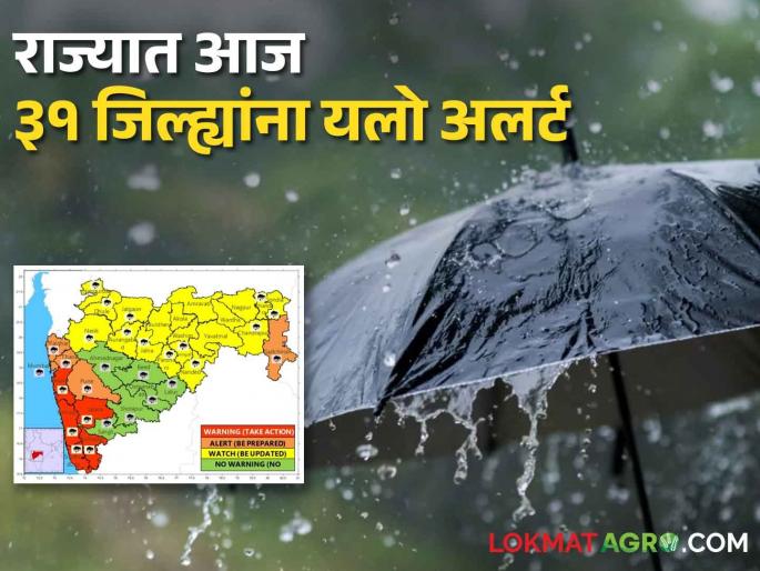 Weather alert Maharashtra: Stormy rain with lightning in 31 districts of the state, yellow alert of Met department | Weather alert Maharashtra: राज्यात ३१ जिल्ह्यांमध्ये विजांच्या कडकडाटासह वादळी पाऊस, हवामान विभागाचा यलो अलर्ट Weather alert Maharashtra: Stormy rain with lightning in 31 districts of the state, yellow alert of Met department | Weather alert Maharashtra: राज्यात ३१ जिल्ह्यांमध्ये विजांच्या कडकडाटासह वादळी पाऊस, हवामान विभागाचा यलो अलर्ट