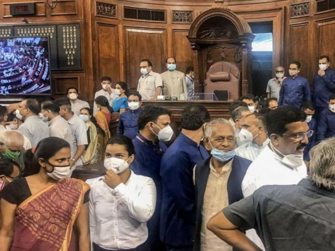 rajya sabha uproar What exactly happened in Rajya Sabha; After accusations, the Marshals came forward | Rajya Sabha: राज्यसभेत नेमके काय घडले; आरोपांच्या फैरीनंतर मार्शल आले समोर, लेखी दिले rajya sabha uproar What exactly happened in Rajya Sabha; After accusations, the Marshals came forward | Rajya Sabha: राज्यसभेत नेमके काय घडले; आरोपांच्या फैरीनंतर मार्शल आले समोर, लेखी दिले