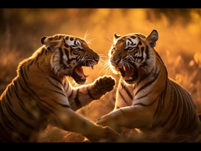 The villagers saw the thrill of the tiger fight, one died and the other was seriously injured | ग्रामस्थांनी बघितला वाघांच्या झुंजीचा थरार, एकाचा मृत्यू तर दुसरा गंभीर The villagers saw the thrill of the tiger fight, one died and the other was seriously injured | ग्रामस्थांनी बघितला वाघांच्या झुंजीचा थरार, एकाचा मृत्यू तर दुसरा गंभीर