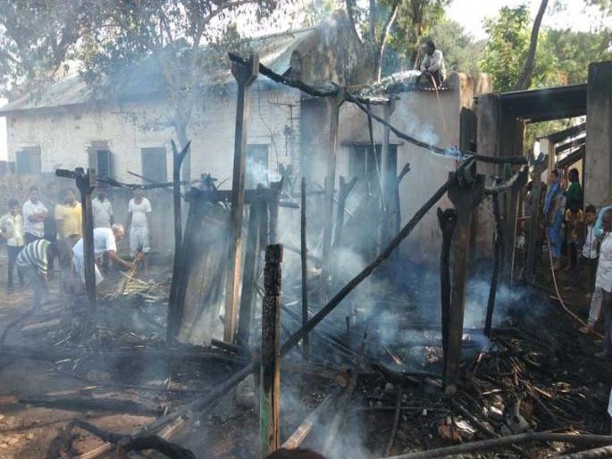 The death of the calf and calf in raging fire | रांझणीत आगीत होरपळून गाय-वासराचा मृत्यू The death of the calf and calf in raging fire | रांझणीत आगीत होरपळून गाय-वासराचा मृत्यू