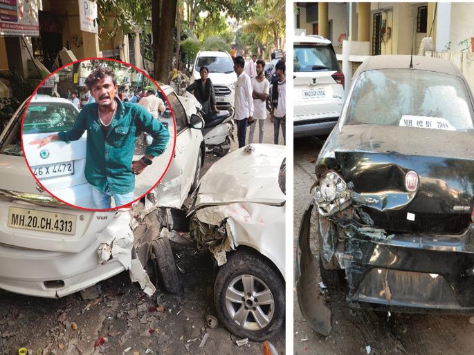 'If you go to the police, I will hit you like a accidental car'; Drunken driver threats after crashes 3 cars | 'पोलिसांत गेलात तर तुमचे गाडीसारखे हाल करेन'; ३ गाड्या ठोकून मद्यधुंद कारचालकाची अरेरावी 'If you go to the police, I will hit you like a accidental car'; Drunken driver threats after crashes 3 cars | 'पोलिसांत गेलात तर तुमचे गाडीसारखे हाल करेन'; ३ गाड्या ठोकून मद्यधुंद कारचालकाची अरेरावी