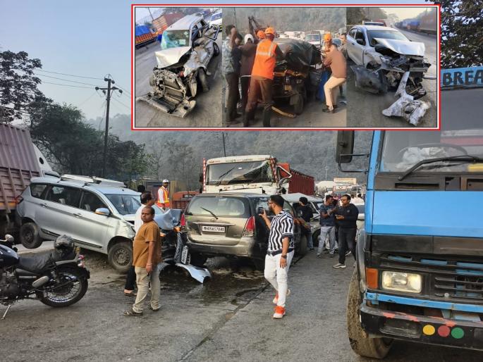 Thane Ghodbunder Road Traffic Update Terrible accident at Gaimukh Ghat landing 11 vehicles collided with each other in a container collision, four people injured | Ghodbunder Traffic Update: गायमुख घाट उतरणीवर भीषण अपघात; कंटेनरच्या धडकेत ११ वाहने एकमेकांवर आदळली, चार जण जखमी Thane Ghodbunder Road Traffic Update Terrible accident at Gaimukh Ghat landing 11 vehicles collided with each other in a container collision, four people injured | Ghodbunder Traffic Update: गायमुख घाट उतरणीवर भीषण अपघात; कंटेनरच्या धडकेत ११ वाहने एकमेकांवर आदळली, चार जण जखमी