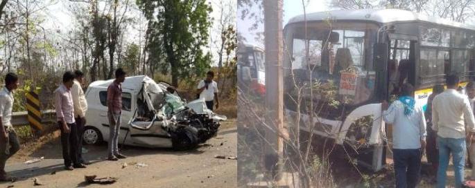 Travel-Alto car catastrophic accident, 2 killed | ट्रॅव्हल्स-ऑल्टो कारचा भीषण अपघात, २ ठार Travel-Alto car catastrophic accident, 2 killed | ट्रॅव्हल्स-ऑल्टो कारचा भीषण अपघात, २ ठार