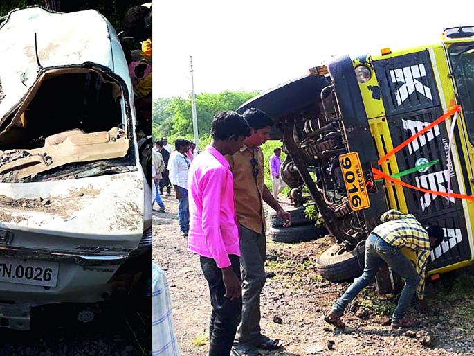 Tipper's car hit; Six injured | टिप्परची कारला धडक; सहा जखमी Tipper's car hit; Six injured | टिप्परची कारला धडक; सहा जखमी