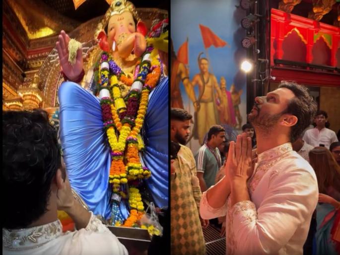 ganeshotsav 2025 adinath kothare took blessings of lalbaugcha raja and mumbaicha raja | मी नशीबवान! आदिनाथ कोठारेने घेतलं लालबागचा राजाचं दर्शन, बाप्पाच्या भक्तीत झाला दंग