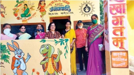 The abolitionist walls of the Anganwadi were painted with various paintings | अंगणवाडीच्या अबोल भिंती विविध चित्रांनी झाल्या बोलक्या The abolitionist walls of the Anganwadi were painted with various paintings | अंगणवाडीच्या अबोल भिंती विविध चित्रांनी झाल्या बोलक्या