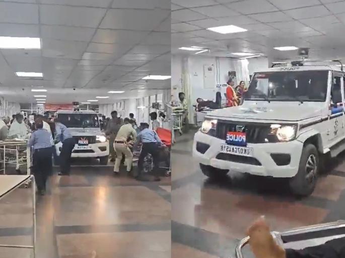 OMG! Police jeep on 4th floor of Uttarakhand AIIMS to catch accused; drive through all the wards | बाबो! आरोपीला 'वाचविण्यासाठी' पोलिसांची जीप एम्सच्या चौथ्या मजल्यावर; सगळ्या वॉर्डांतून फिरली OMG! Police jeep on 4th floor of Uttarakhand AIIMS to catch accused; drive through all the wards | बाबो! आरोपीला 'वाचविण्यासाठी' पोलिसांची जीप एम्सच्या चौथ्या मजल्यावर; सगळ्या वॉर्डांतून फिरली