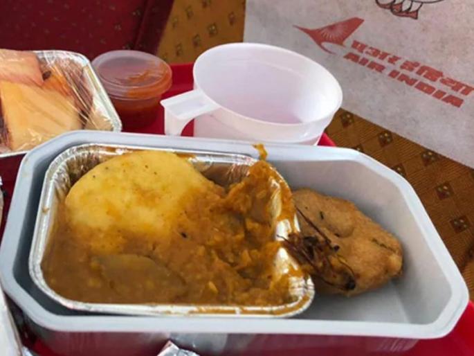 Air India apologises after passenger finds 'cockroach' in food served in flight | खाद्यपदार्थामध्ये झुरळ सापडल्याप्रकरणी एअर इंडियाने मागितली जाहीर माफी Air India apologises after passenger finds 'cockroach' in food served in flight | खाद्यपदार्थामध्ये झुरळ सापडल्याप्रकरणी एअर इंडियाने मागितली जाहीर माफी