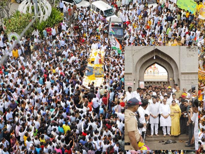 Pune: Baramati Dadamay! Ajit Pawar's warm welcome, shower of flowers from JCB, garland from crane | Pune: बारामती 'दादा'मय! अजित पवाराचं जंगी स्वागत, जेसीबीतून  फुलांचा वर्षाव, क्रेनमधून घातला हार
