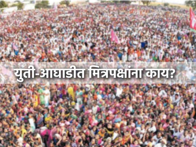 Small parties in the Mahayuti, Mahavikas Aghadi vying for seats; Displeasure for not getting respect | महायुती, महाविकास आघाडीतील लहान पक्षांची जागांसाठी कसरत; सन्मान मिळत नसल्याने नाराजी Small parties in the Mahayuti, Mahavikas Aghadi vying for seats; Displeasure for not getting respect | महायुती, महाविकास आघाडीतील लहान पक्षांची जागांसाठी कसरत; सन्मान मिळत नसल्याने नाराजी