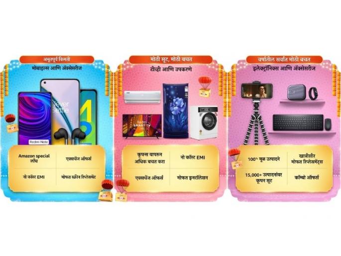 Amazon announced great indian festive season sale after flipkart big billion days sale | स्मार्टफोन, लॅपटॉप आणि होम अप्लायन्सवर देखील मिळणार भरघोस सूट; Amazon च्या ‘ग्रेट इंडियन फेस्टिव्हल सेल’ ची घोषणा Amazon announced great indian festive season sale after flipkart big billion days sale | स्मार्टफोन, लॅपटॉप आणि होम अप्लायन्सवर देखील मिळणार भरघोस सूट; Amazon च्या ‘ग्रेट इंडियन फेस्टिव्हल सेल’ ची घोषणा