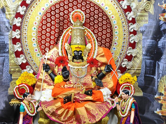 As the seventh house Karvirnivasini Ambaibhai Bhubaneswar | सातव्या माळेला करवीरनिवासिनीअंबाबाई भुवनेश्वरी रूपात As the seventh house Karvirnivasini Ambaibhai Bhubaneswar | सातव्या माळेला करवीरनिवासिनीअंबाबाई भुवनेश्वरी रूपात