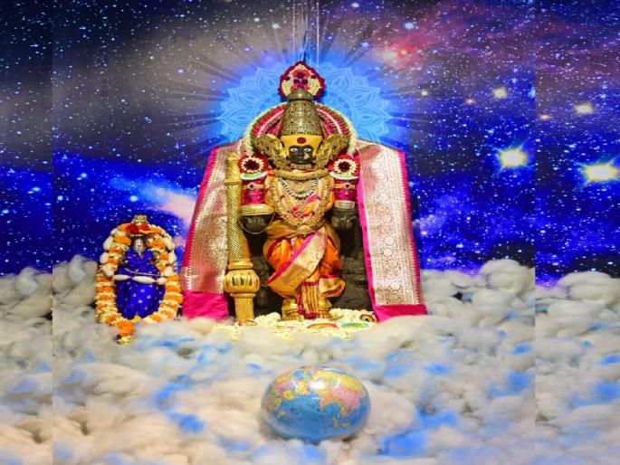 Worship of Ambabai as Visveshwari Jagdatri on the occasion of Khandenavami | Navratri2022: खंडेनवमीनिमित्त अंबाबाईची विश्वेश्वरी जगदात्री रुपात पूजा Worship of Ambabai as Visveshwari Jagdatri on the occasion of Khandenavami | Navratri2022: खंडेनवमीनिमित्त अंबाबाईची विश्वेश्वरी जगदात्री रुपात पूजा