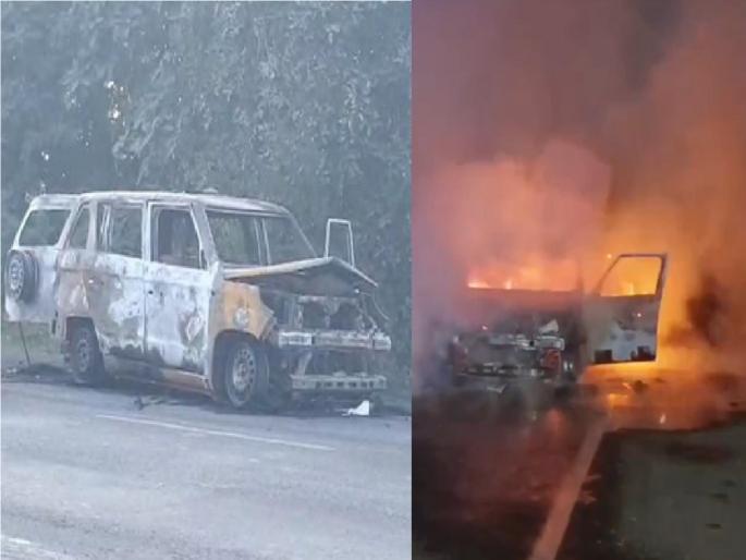 Gujarat News: A massive fire broke out in a running ambulance, four people including a newborn died | धक्कादायक! धावत्या अँम्बुलन्सला भीषण आग, नवजात बालकासह चार जणांचा होरपळून मृत्यू Gujarat News: A massive fire broke out in a running ambulance, four people including a newborn died | धक्कादायक! धावत्या अँम्बुलन्सला भीषण आग, नवजात बालकासह चार जणांचा होरपळून मृत्यू