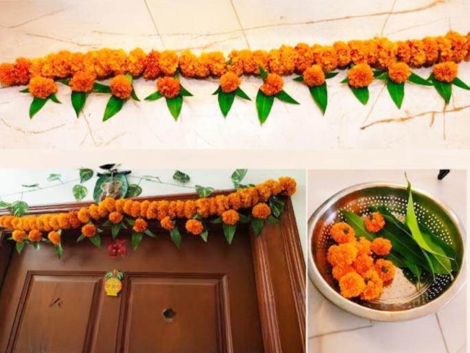 Dussehra Special How to make amabaynchya panache toran at home decoration ideas for pooja room Step by step toran making in 15 minutes | दसरा स्पेशल : घरच्याघरी करा दारासाठी आंब्याच्या पानांचं तोरण, 'या' स्टेप्स फॉलो करा- १५ मिनिटांत होईल