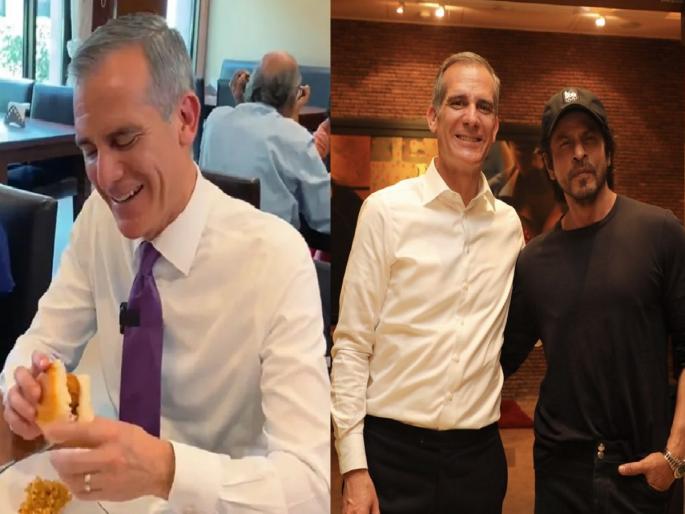 US Ambassador's visit to Mumbai; eat VadaPav and met Shahrukh Khan at 'Mannat' | अमेरिकन राजदूतांचे मुंबई दर्शन; वडापाववर मारला ताव तर शाहरुख खानची 'मन्नत'वर भेट US Ambassador's visit to Mumbai; eat VadaPav and met Shahrukh Khan at 'Mannat' | अमेरिकन राजदूतांचे मुंबई दर्शन; वडापाववर मारला ताव तर शाहरुख खानची 'मन्नत'वर भेट