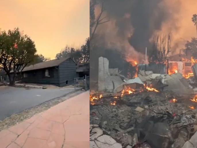 All around houses, cars, trees were burnt, only one house survived the California fire; Owner says saved by god, miracle | आजुबाजुची घरे, गाड्या, झाडे जळून खाक झाली, कॅलिफोर्नियाच्या आगीत एकटेच घर वाचले; मालक म्हणतो... All around houses, cars, trees were burnt, only one house survived the California fire; Owner says saved by god, miracle | आजुबाजुची घरे, गाड्या, झाडे जळून खाक झाली, कॅलिफोर्नियाच्या आगीत एकटेच घर वाचले; मालक म्हणतो...