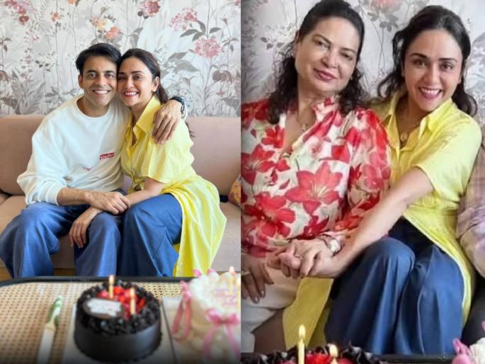 amruta khanvilkar celebrate birthday with husband himanshu malhotra video | अमृता खानविलकरने नवरा आणि सासरच्या मंडळींसोबत सेलिब्रेट केला वाढदिवस, हिमांशू म्हणतो- "गेली २० वर्ष..."