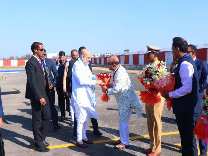 arrival of union home minister amit shah in jalgaon | केंद्रीय गृहमंत्री अमित शहा यांचे जळगावात आगमन