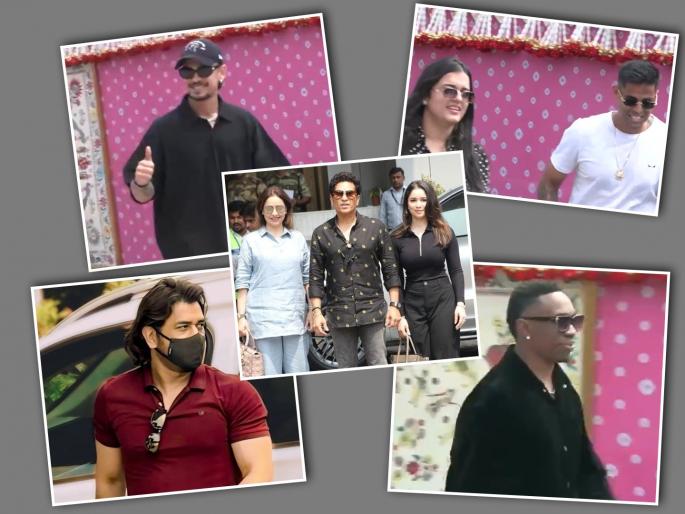 cricketer Ishan Kishan, Suryakumar Yadav, Dwayne Bravo, Zaheer Khan and his wife and actress-model Sagarika Ghatger, MS Dhoni and his wife Sakshi Dhoni, sachin tendulkar, sara tendulkar and anjali tendulkar Gujarat for the three-day pre-wedding celebratio | अवघं क्रिकेट विश्व जामनगरमध्ये! अनंत अंबानींच्या प्री-वेडिंग सोहळ्याला दिग्गजांची हजेरी