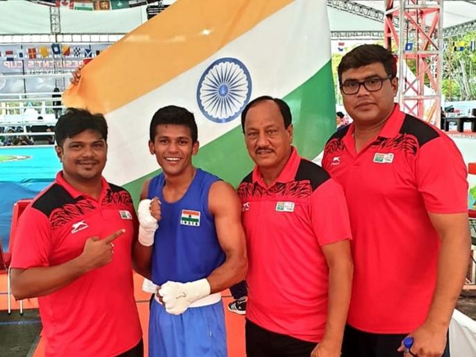 Maharashtra boxer Ananta Chopde won Gold in 23rd President Cup Champion | मेरी कोमच्या खांद्याला खांदा लावून महाराष्ट्राचा खेळाडू लढला; जिंकलं पहिलंच आंतरराष्ट्रीय सुवर्ण Maharashtra boxer Ananta Chopde won Gold in 23rd President Cup Champion | मेरी कोमच्या खांद्याला खांदा लावून महाराष्ट्राचा खेळाडू लढला; जिंकलं पहिलंच आंतरराष्ट्रीय सुवर्ण