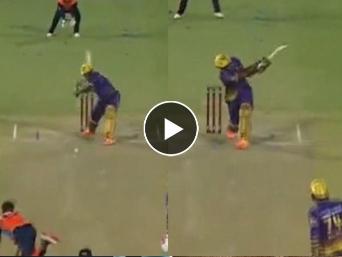 MLC 2023 : Andre Russell muscles jaw-dropping 108-meter six, ball lands in parking lot, Video | विराटनेही एवढा बेक्कार हाणला नव्हता; आंद्रे रसेलने पाकिस्तानी हॅरीस रौफचा चेंडू दूर भिरकावला