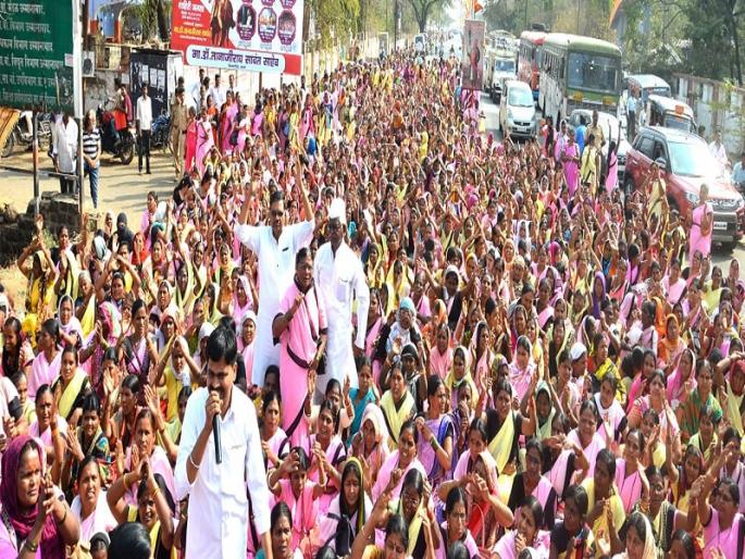 Jail Bharo movement of Anganwadi workers in Osmanabad | उस्मानाबादमध्ये अंगणवाडी कार्यकर्त्यांचे जेलभरो आंदोलन