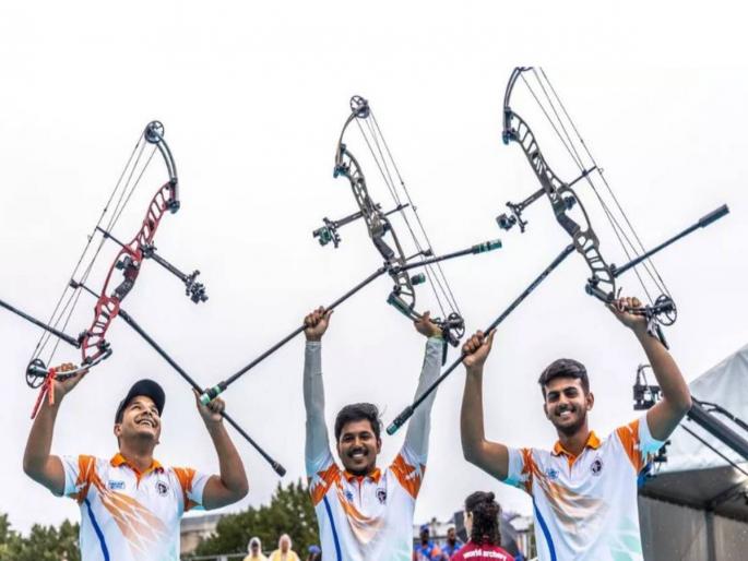 Archery Trio of Abhishek, Ojas & Prathmesh beat powerhouse South Korean team 235-230 in Final of Men's Compound Team event in asian games 2023 and won gold medal for india | Asian Games 2023 : आज भारताला तीन सुवर्ण! तिरंदाजीत 'नारी शक्ती'नंतर पुरुष संघाचाही 'सोन्या'वर निशाणा Archery Trio of Abhishek, Ojas & Prathmesh beat powerhouse South Korean team 235-230 in Final of Men's Compound Team event in asian games 2023 and won gold medal for india | Asian Games 2023 : आज भारताला तीन सुवर्ण! तिरंदाजीत 'नारी शक्ती'नंतर पुरुष संघाचाही 'सोन्या'वर निशाणा