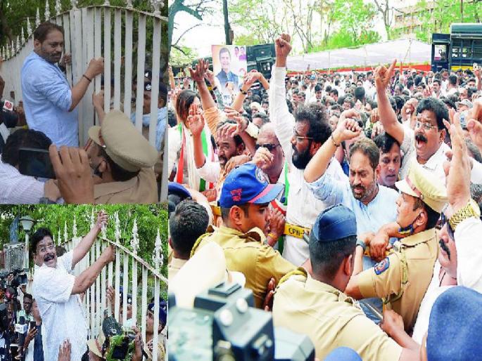 nagpur congress agitation in front of ED office, minister nitin raut, vijay wadettiwar Police Custody | सोनिया, राहुल गांधींना हात लावाल तर विदर्भ पेटवू, काँग्रेस नेत्यांचा इशारा nagpur congress agitation in front of ED office, minister nitin raut, vijay wadettiwar Police Custody | सोनिया, राहुल गांधींना हात लावाल तर विदर्भ पेटवू, काँग्रेस नेत्यांचा इशारा